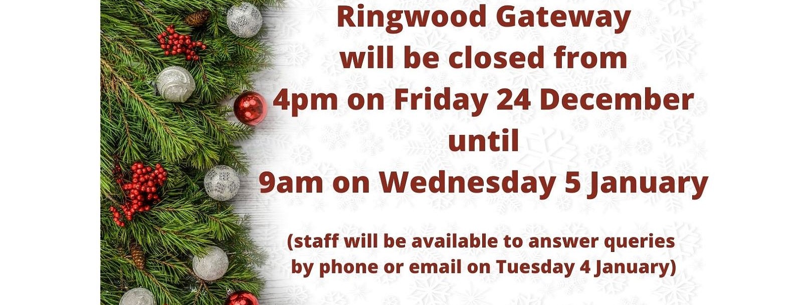 Ringwood Gateway Christmas Opening Hours