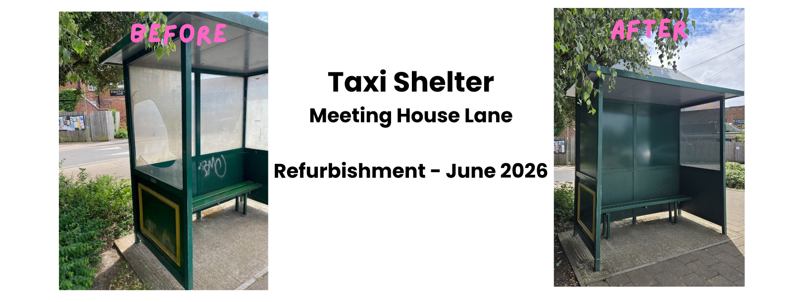 Refurbishment Completed on Taxi Shelter in Meeting House Lane